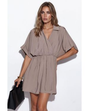 Busem Strukturiertes Mini-Wickelkleid - Braun