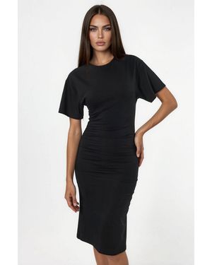 Busem Crew-Neck Mini-T-Shirt-Kleid Mit Drapierung - Schwarz