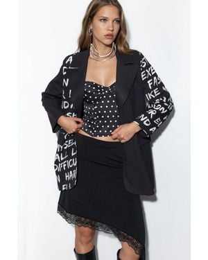 Msn-Collection Oversized Crepe-Blazer-Jacke - Schwarz