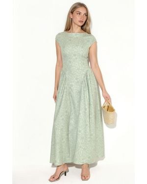 Hiccup Boot-Ausschnitt Blumen-Jacquard Maxi-Kleid - Grün