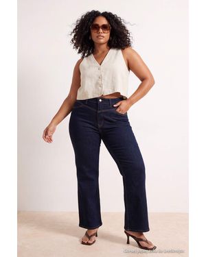 Trendyol Damen Blau Einfarbig Flare Hohe Taille Große Größen Jeans