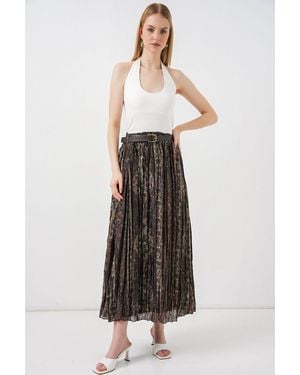 Bigdart Hochtaillierter Paisley-Midi-A-Linien-Rock - Weiß