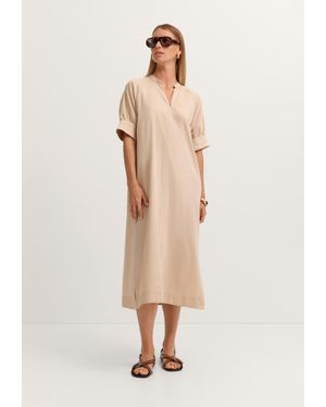 Bugatti Damen Blusenkleid Mit Seitlichen Schlitzen - Natur