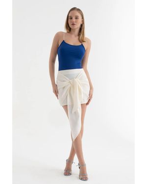 Hiccup Satin Hohe Taille Schnür-Minirock - Blau