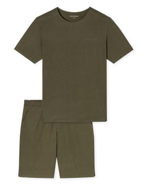 Schiesser Herren Pyjama Modern Bondedschlafanzug, Pyjama Set, Nachtwäsche - Grün
