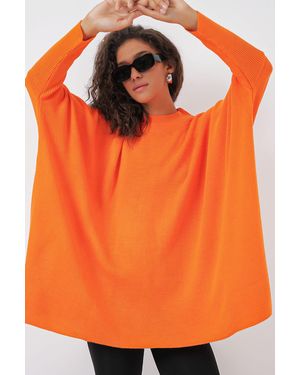 Bigdart Schlitz-Details Halber Rollkragen Lässiger Pullover - Orange