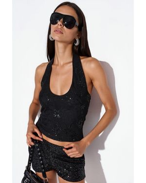 Busem Damen Halsband Crop Top Mit Cut-Out-Details - Schwarz