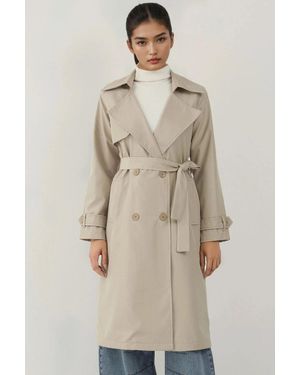 Bigdart Doppelreihiger Langer Trenchcoat - Natur