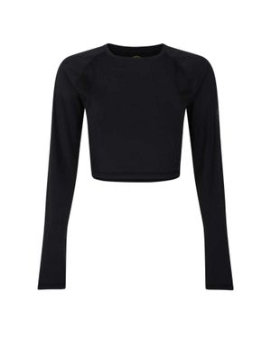 Umbro Kurzes Top Für Damen, Training, Bodycon, Raglan Langärmelig - Schwarz