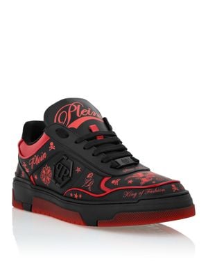 Philipp Plein Nappa Leather Low Top Sneakers All-Over Plein - Rot