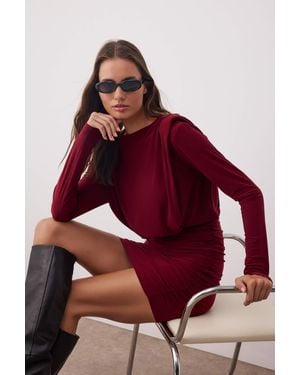 Trendyol Mi̇Lla Damen Einfarbig Kurz Mini Lang Abend Alltag Bodycon Kleider - Rot