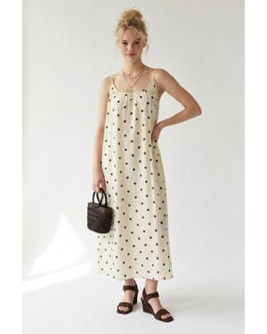 MixRay Punktmuster A-Linien-Maxikleid - Weiß