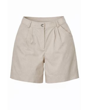 Conquista Taillierte Baumwollshorts Mit Falten Vorne - Natur