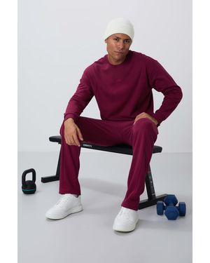 TOMMY LIFE Herren Baumwoll-Polyester Fleece Sweatshirt- Und Hosen-Set - Rot