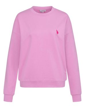 U.S. POLO ASSN. Damen Sweatshirt Pullover Aus Baumwoll-Stretch - Pink