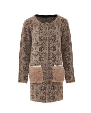 faina Strickjacke Damen Dunkelrosa Schwarz - Braun