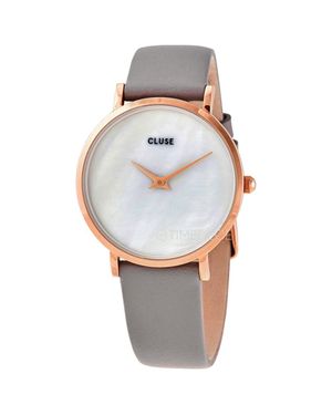 Cluse Graue Lederarmbanduhr - Mettallic