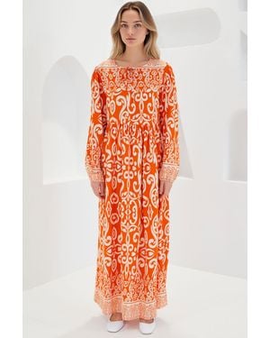 Bigdart Muster Maxi-Kleid Mit Bindung.Detail - Orange
