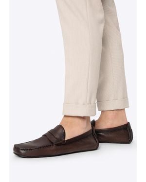Wittchen Herren-Slipper Aus Braunem Naturleder - Weiß