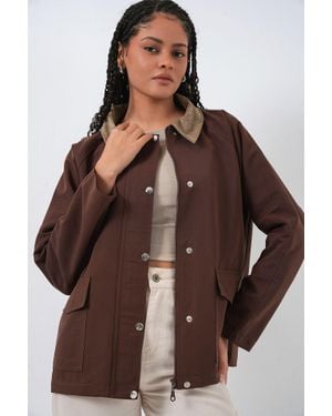 Bigdart Gabardine-Jacke Mit Knopfschluss Und Taschen - Braun