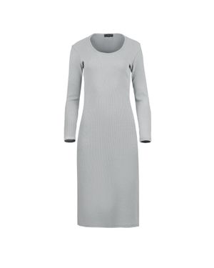 Conquista Langärmliges Midikleid Mit Rundhalsausschnitt Aus Gerippter Baumwoll-Elastan-Mischung - Grau