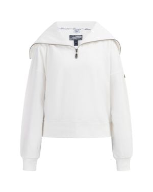 Dreimaster Oversize Troyer-Sweater Damen Wollweiss - Weiß