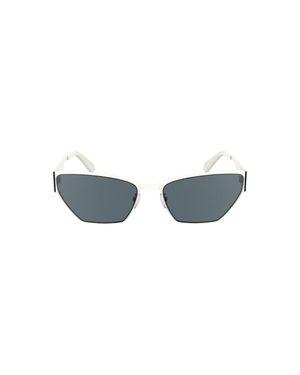 Calvin Klein Weiße Metall Cat-Eye Sonnenbrille - Blau