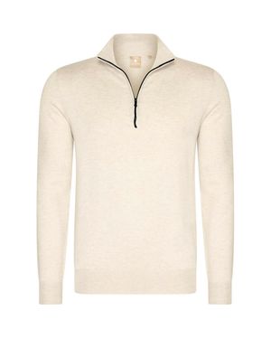 SOLUTION Pullover Simon Zipper Strick - Natur