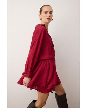 Trendyol Mi̇Lla Damen Einfarbig Kurz Mini Lang Casual Skater Kleider - Rot