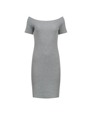 Conquista Schulterfreies Geripptes Kleid - Grau