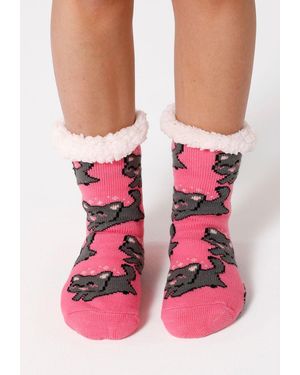 Aloha From Deer "Happy Kitten" Sherpa-Socken - Pink
