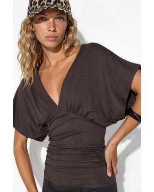 Busem Slim Fit V-Ausschnitt Jerseybluse - Schwarz