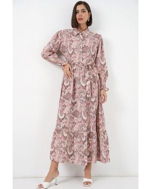 Bigdart Paisley-Midikleid Mit Gürtel - Pink