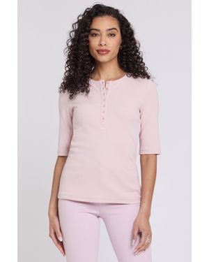 NYDJ Rippeneffekt-Henley Mit Ellbogenärmeln - Pink