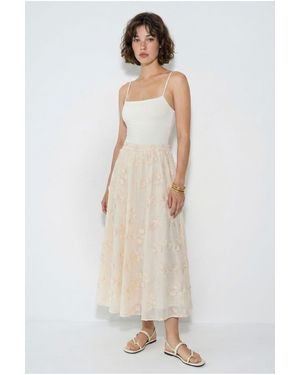 Bianco Lucci Bestickter Hohe Taille Midi A-Linie Rock - Weiß