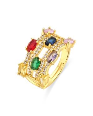 Luxenter Ring Aus Metalllegierung Und Mehrfarbigem Zirkonia Mit 18-Karat-Gelbgold - Mettallic