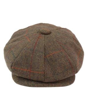 Infinity Leather Herren Peaky Blinders Fischgräten-Flachhut - Braun