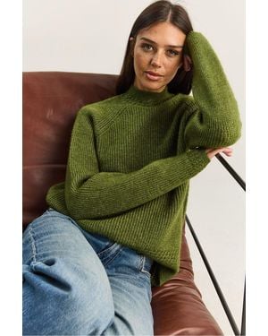 Bianco Lucci Oversized Rundhalsausschnitt Strickpullover - Grün