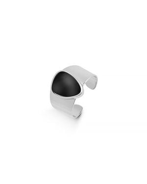 Luxenter Ring, Ring Aus Sheak-Metall-Legierung Und Onyx, Rhodiniert - Schwarz