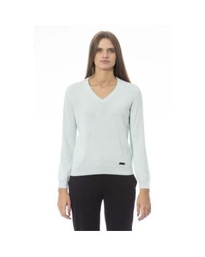 Baldinini Hellblauer Cashmere Damenpullover - Weiß