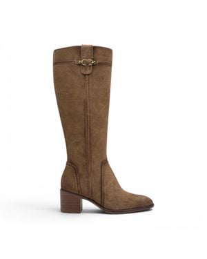 Tamaris Damen-Braune Wildleder-Reitstiefel Mit Kniehohem Absatz – 25576-47