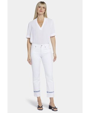 NYDJ Marilyn Gerade Ankle Jeans Weiß Batikfarbiger Denim