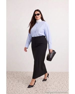 Trendyol Damen Einfarbig Maxi Große Größen Röcke - Blau