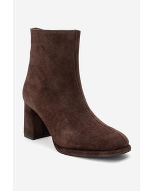 Forever & Always Shoes Napoli Leder Blockabsatz Stiefel (Damen) - Braun