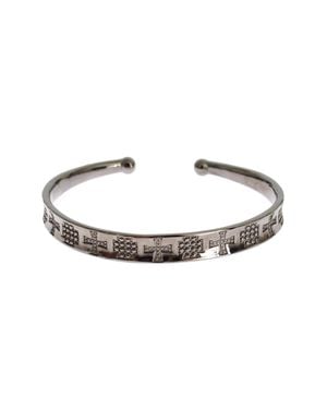 Nialaya Graues Rhodium 925 Silber Armreif - Schwarz