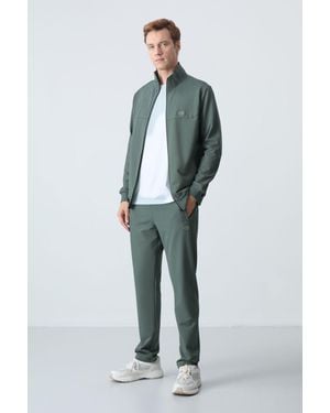 TOMMY LIFE Herren Sweatshirt Mit Reißverschlusskragen Und Hose Set - Blau