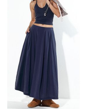 Busem Hochtaillierter Maxi A-Linien-Rock - Blau