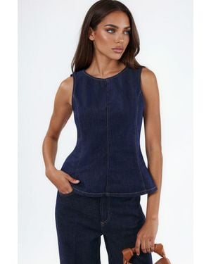 Hiccup Jeans-Peplum-Top - Blau