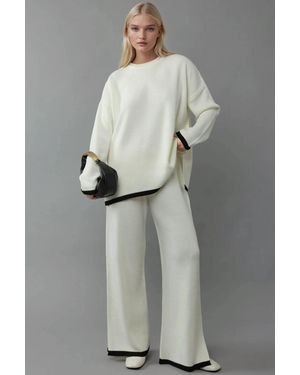 Hiccup Pullover & Weitgeschnittene Hose Strick Co-Ord-Set - Grau