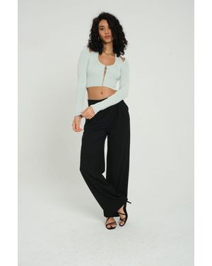 Hiccup Crop-Cardigan Mit Scoop-Ausschnitt Und Rückenausschnitt, Verziert - Blau